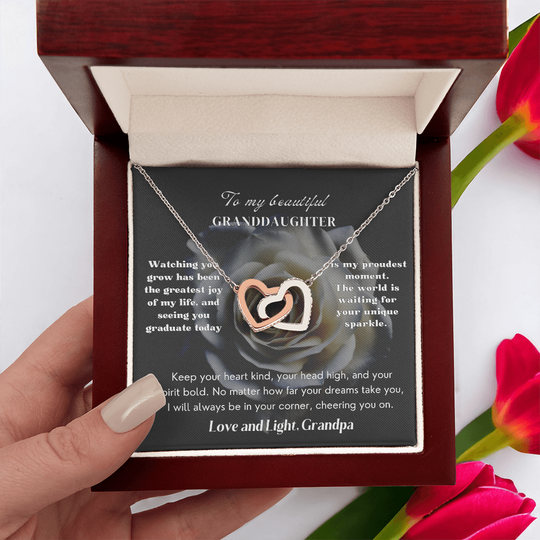 Granddaughter Graduation 2026:  Hearts  Necklace | Midnight Bloom IVG2