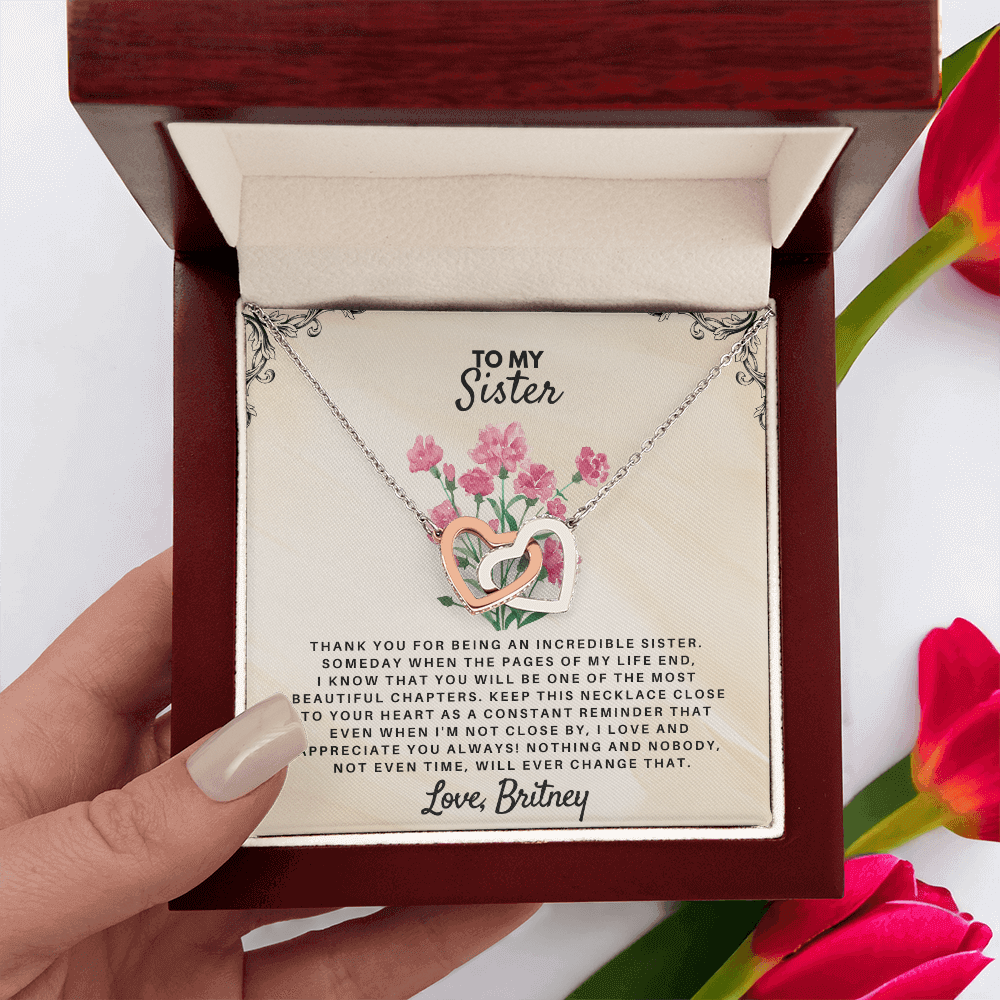 Sentimental sibling appreciation keepsake necklace from USA in a beautiful gift box with heartfelt note for sister.