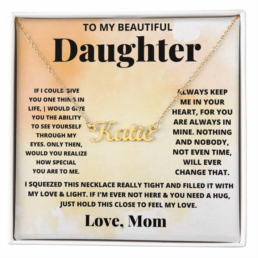 To My Daughter - Custom Name Neckle - SSD32 Jewelry ShineOn Fulfillment 18k Yellow Gold Finish Standard Box