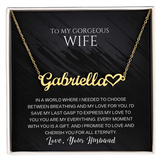 To My Gorgeous Wife - Custom Name Heart Neckle - SSW23 Jewelry ShineOn Fulfillment 18k Yellow Gold Finish Standard Box