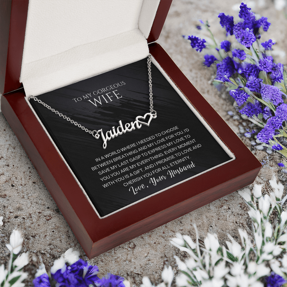To My Gorgeous Wife - Custom Name Heart Neckle - SSW23 Jewelry ShineOn Fulfillment