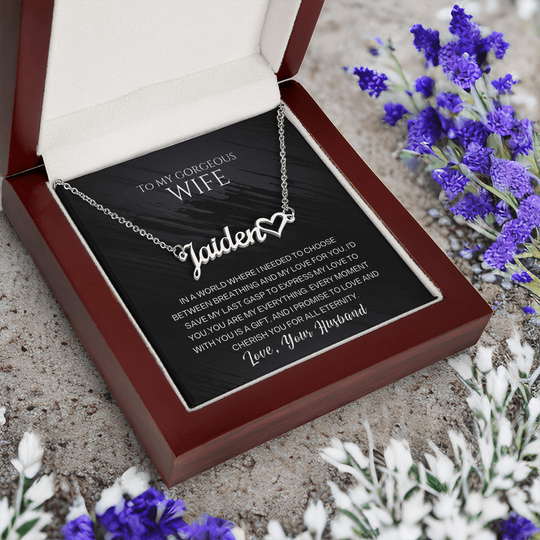 To My Gorgeous Wife - Custom Name Heart Neckle - SSW23 Jewelry ShineOn Fulfillment