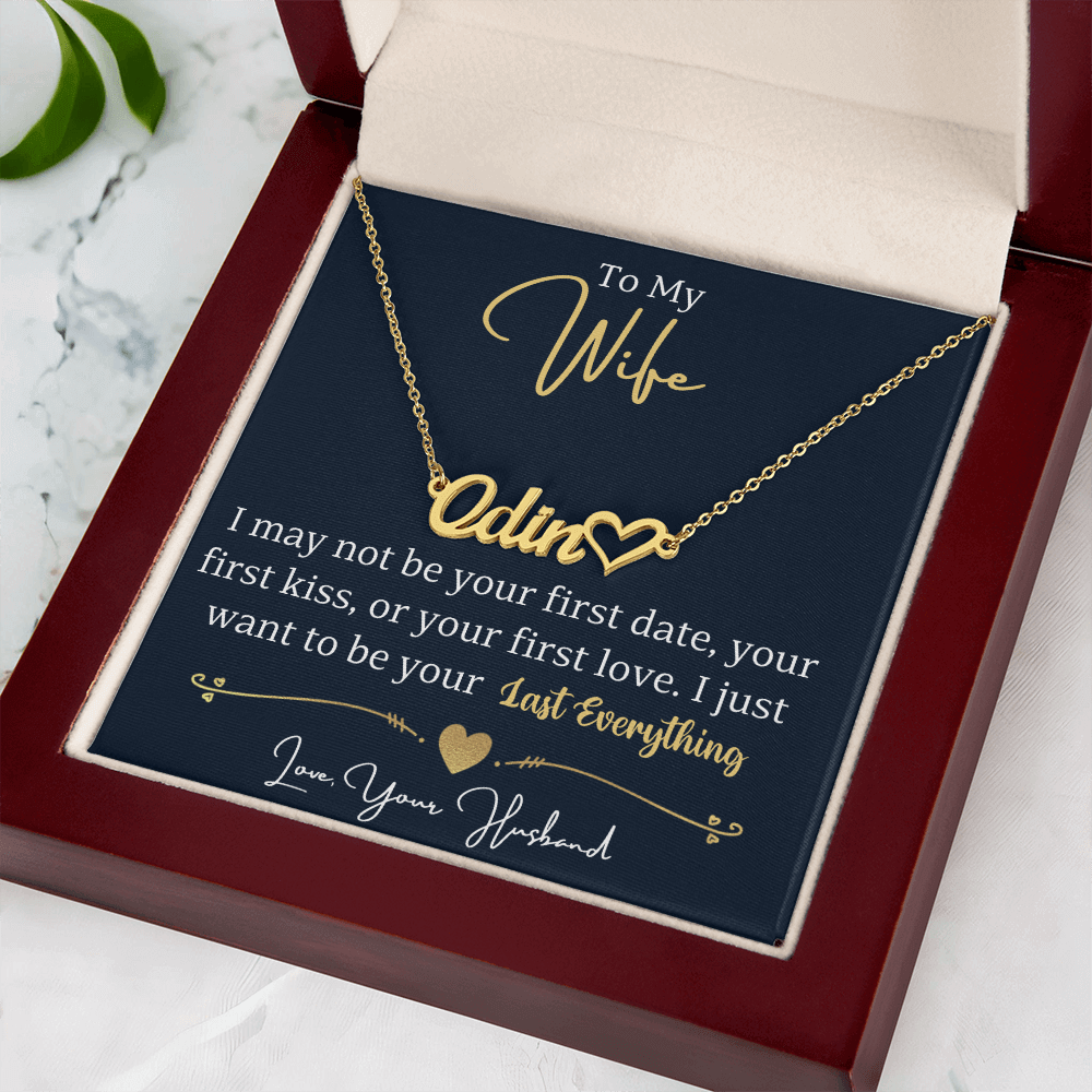 To My Wife | Custom Name Necklace For Wife in elegant gift box with heartfelt message.