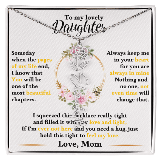 To My Lovely Daughter - Personalized Daughter Flower Name Necklace - SSD35 Jewelry ShineOn Fulfillment Polished Stainless Steel Standard Box January