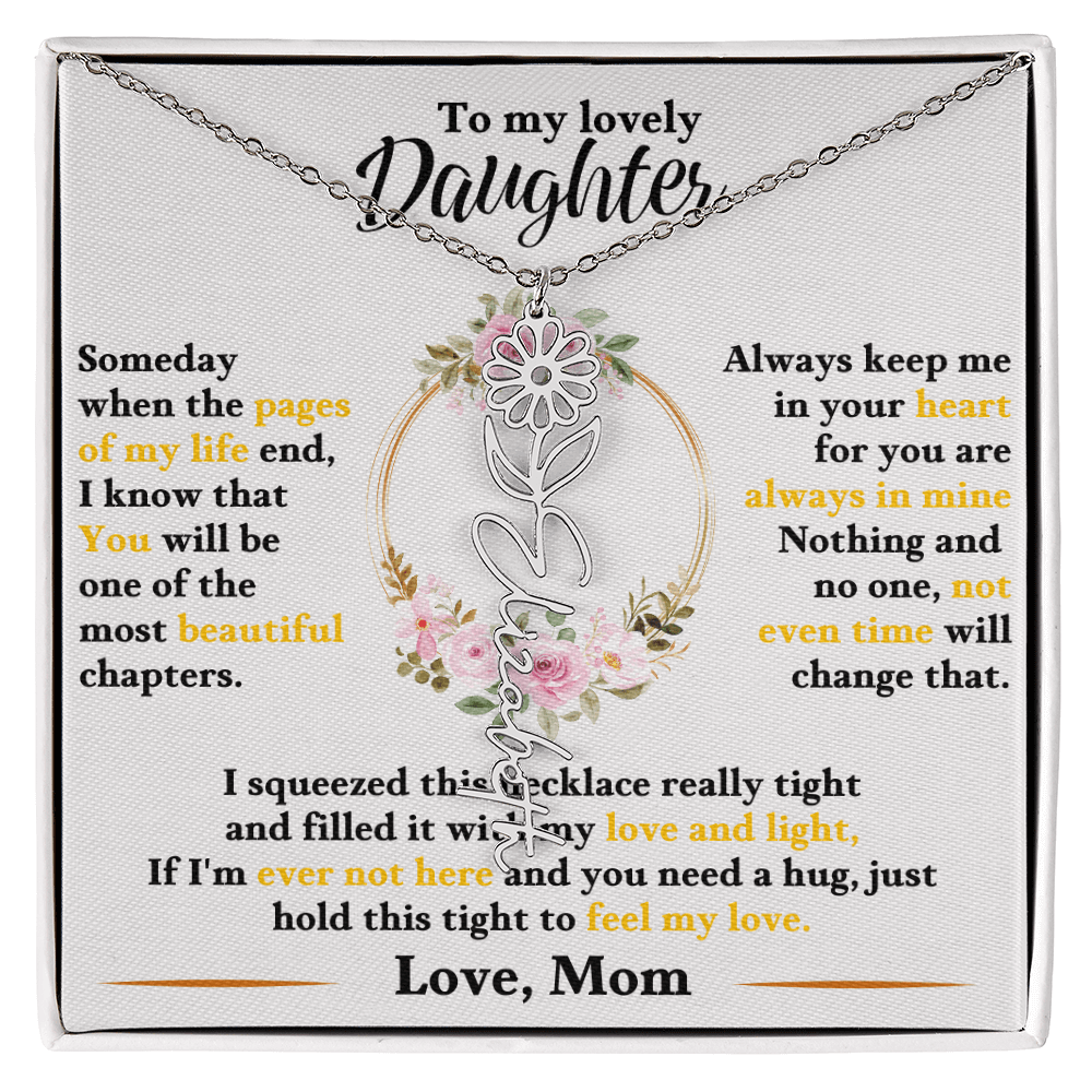 To My Lovely Daughter - Personalized Daughter Flower Name Necklace - SSD35 Jewelry ShineOn Fulfillment Polished Stainless Steel Standard Box April