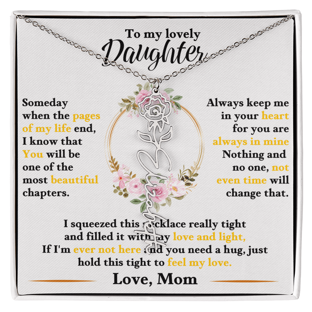 To My Lovely Daughter - Personalized Daughter Flower Name Necklace - SSD35 Jewelry ShineOn Fulfillment Polished Stainless Steel Standard Box June