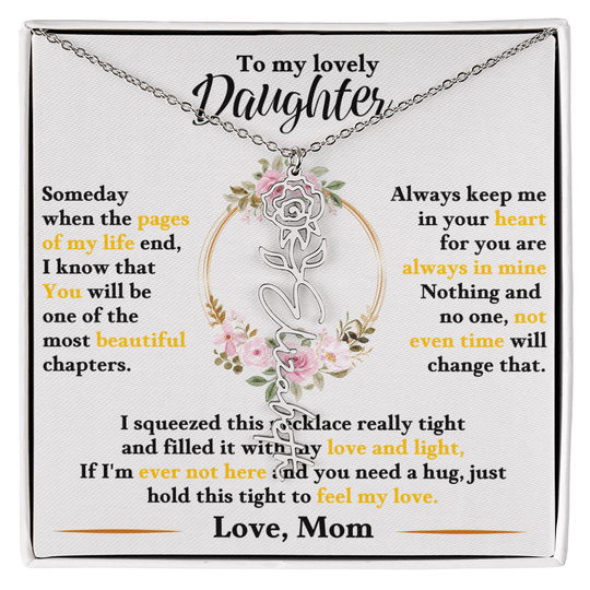 To My Lovely Daughter - Personalized Daughter Flower Name Necklace - SSD35 Jewelry ShineOn Fulfillment Polished Stainless Steel Standard Box June