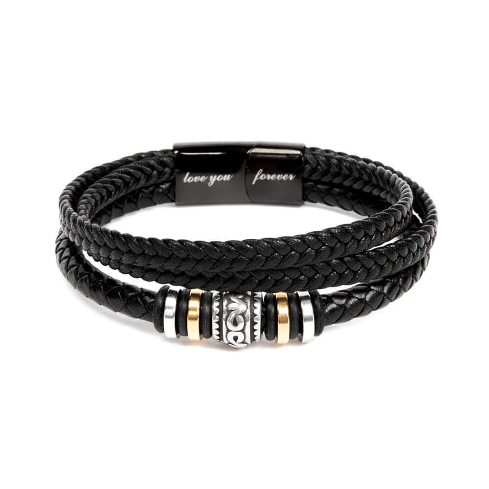 To My Grandson | Braided Leather Bracelet Gift Set - SS585V Jewelry ShineOn Fulfillment Two Tone Box