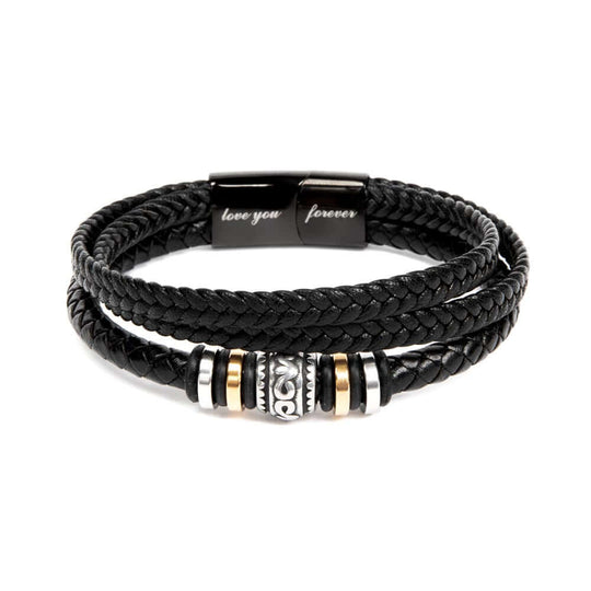 To My Grandson | Braided Leather Bracelet Gift Set - SS585V Jewelry ShineOn Fulfillment Two Tone Box