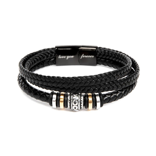 To My Grandson-In-Law "Special Delivery" Men's Braided Leather Bracelet