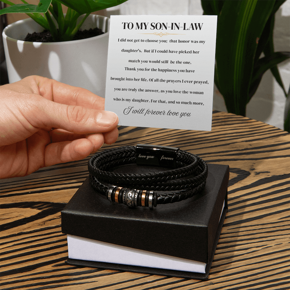 To My Son In Law - I Love You Forever - Braided Bracelet Gift Set For Him - SSIL1 Jewelry ShineOn Fulfillment