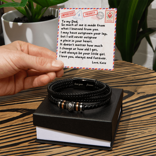 Dear Dad | From Daughter | Braided Bracelet - SS5088 Jewelry ShineOn Fulfillment