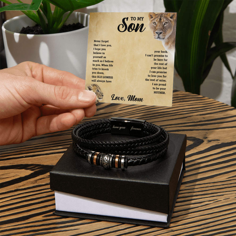 To My Son - Love Mom - Braided Leather Bracelet Gift Set - STS11 Jewelry ShineOn Fulfillment