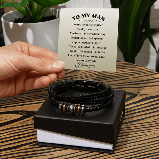 To My Man - I Love You Forever - Braided Bracelet Gift Set - SSTM8 Jewelry ShineOn Fulfillment