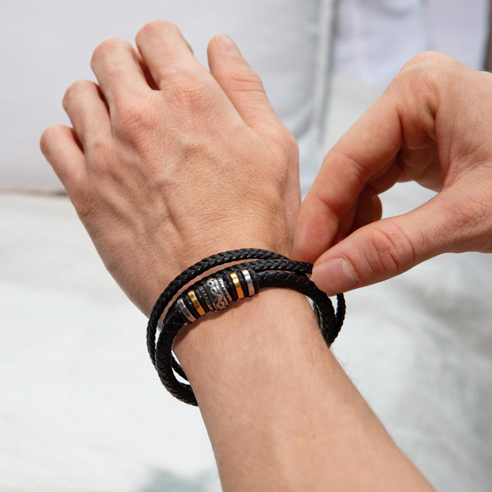 To My Grandson-In-Law "Special Delivery" Men's Braided Leather Bracelet