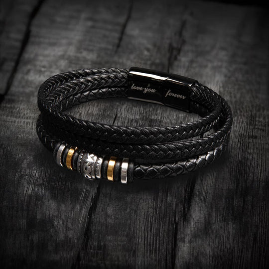 To My Grandson-In-Law "Proud of Your Journey" Men's Braided Leather Bracelet
