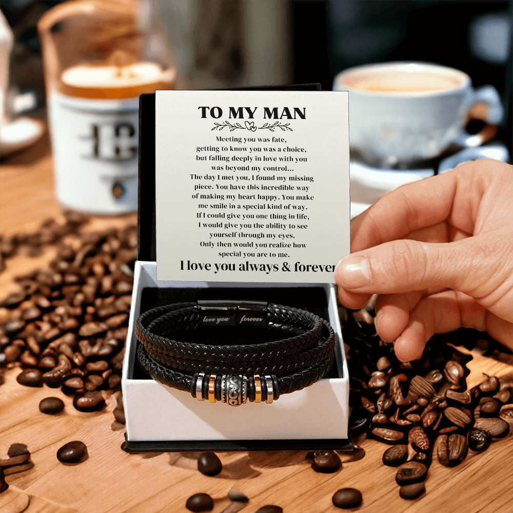 To My Man - I Love You Forever - Braided Bracelet Gift Set - SSTMM4 Jewelry ShineOn Fulfillment Two Tone Box