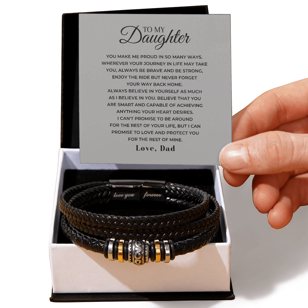 To My Daughter | Braided Bracelet Gift Set - SS566 Jewelry ShineOn Fulfillment Two Tone Box