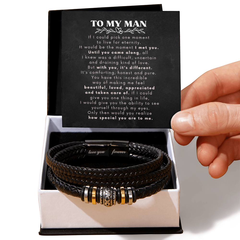 To My Man - I Love You Forever - Braided Bracelet Gift Set - SSTMM5B Jewelry ShineOn Fulfillment Two Tone Box