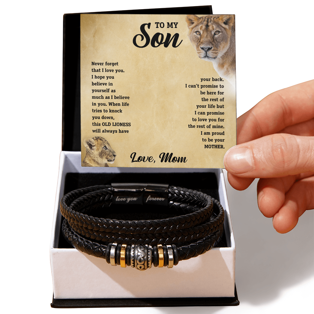 To My Son - Love Mom - Braided Leather Bracelet Gift Set - STS11 Jewelry ShineOn Fulfillment