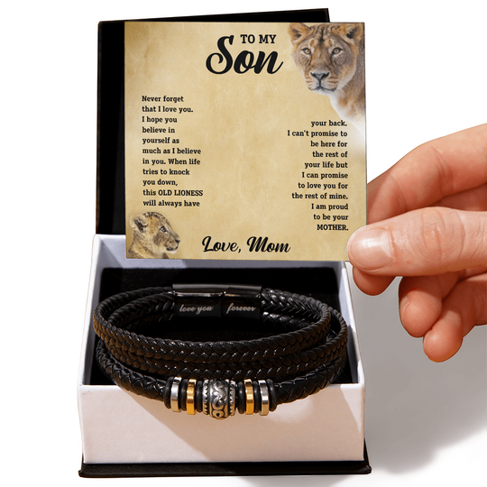 To My Son - Love Mom - Braided Leather Bracelet Gift Set - STS11 Jewelry ShineOn Fulfillment