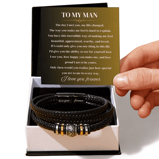 To My Man | Love You Forever | Braided Bracelet Gift Set - SSTMBW2 Jewelry ShineOn Fulfillment Two Tone Box