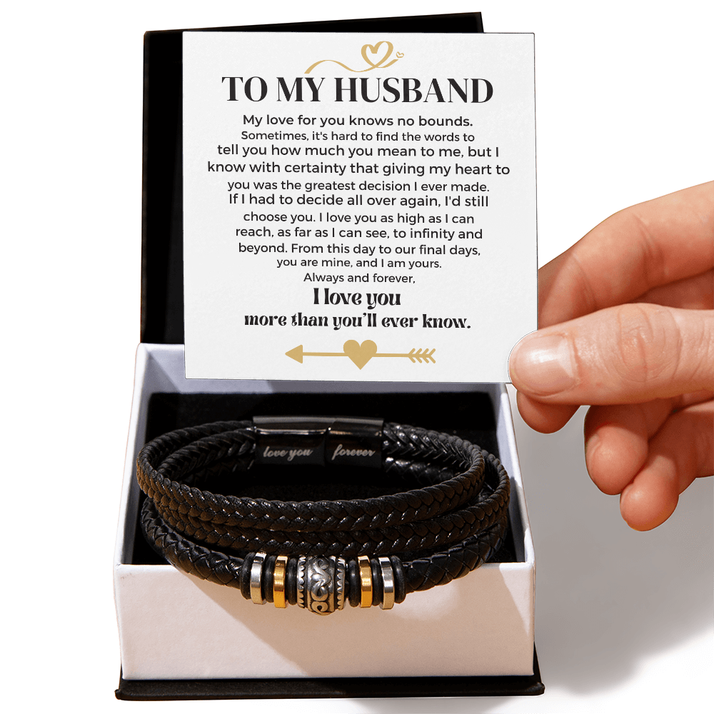 To My Husband | Love You Forever | Braided Bracelet Gift Set - SS580 Jewelry ShineOn Fulfillment Two Tone Box