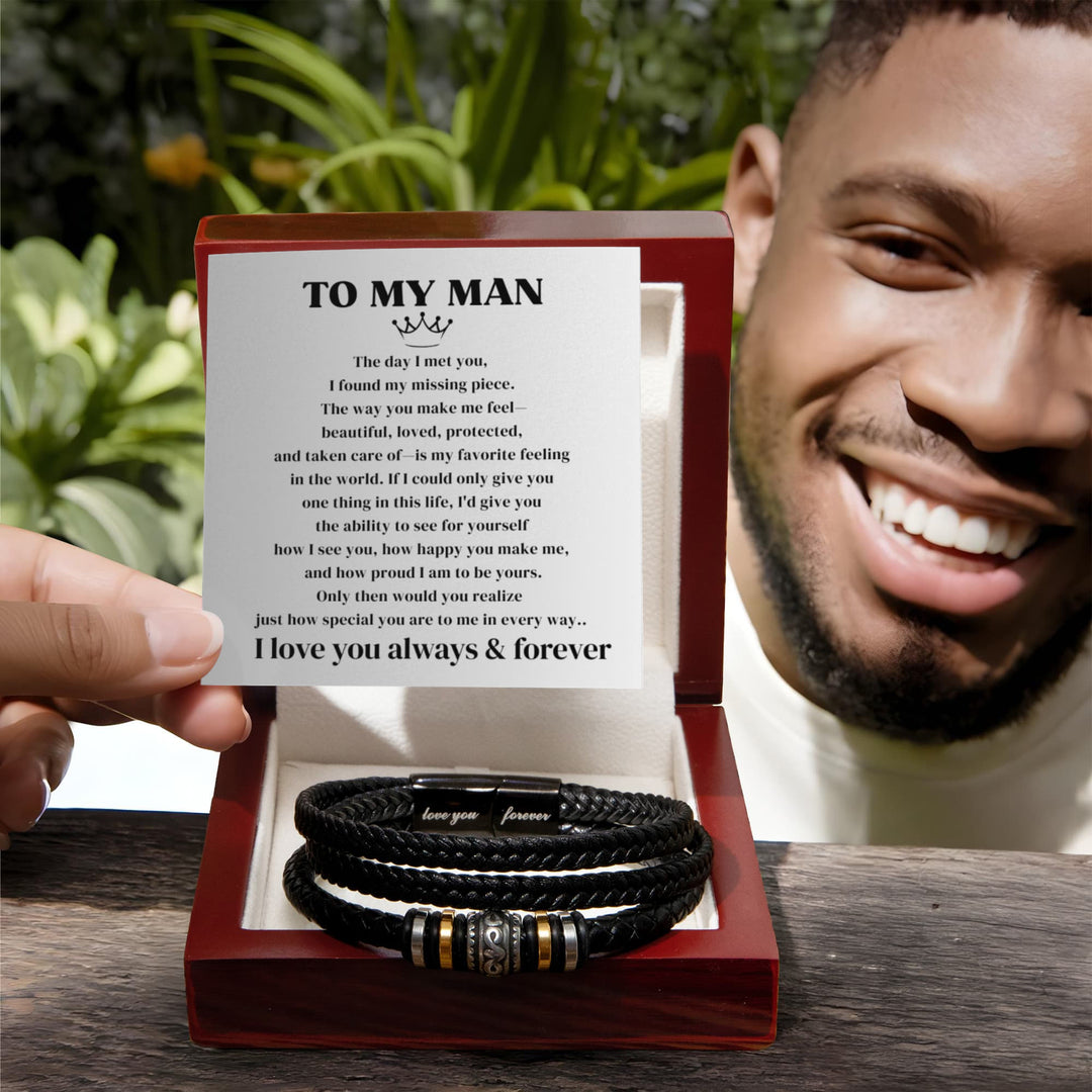 To My Man - I Love You Forever - Braided Bracelet Gift Set - SSTMM72 Jewelry ShineOn Fulfillment