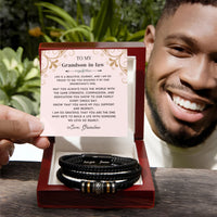To My Grandson-In-Law "Proud of Your Journey" Men's Braided Leather Bracelet