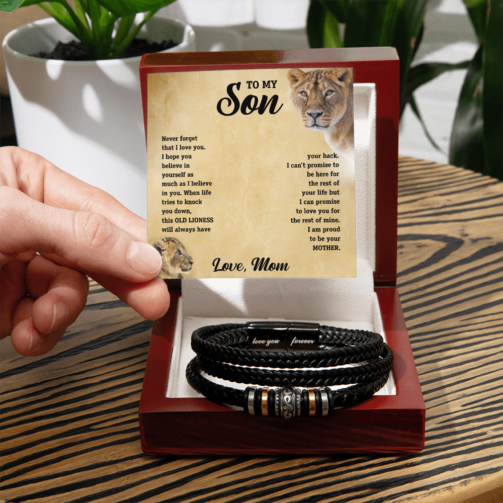 To My Son - Love Mom - Braided Leather Bracelet Gift Set - STS11 Jewelry ShineOn Fulfillment
