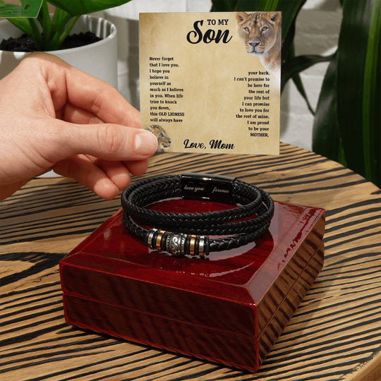 To My Son - Love Mom - Braided Leather Bracelet Gift Set - STS11 Jewelry ShineOn Fulfillment