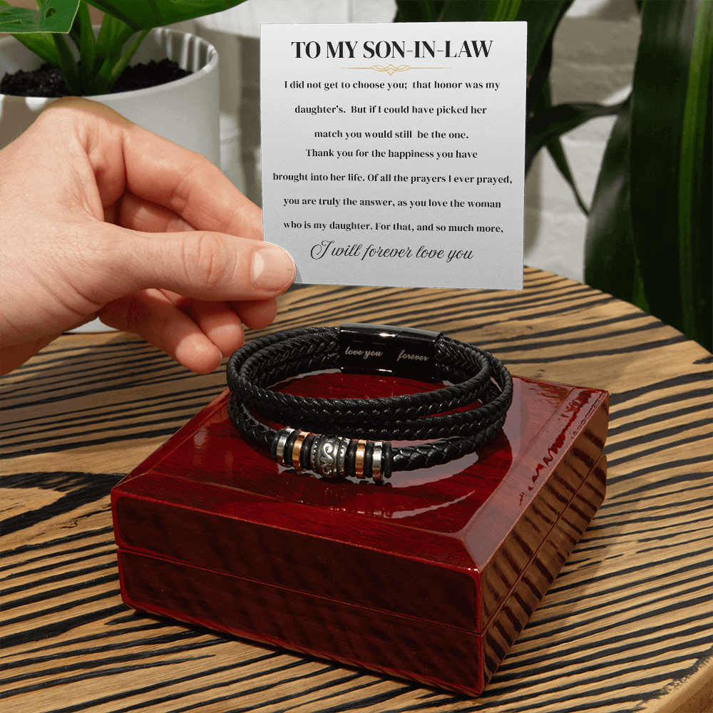 To My Son In Law - I Love You Forever - Braided Bracelet Gift Set For Him - SSIL1 Jewelry ShineOn Fulfillment