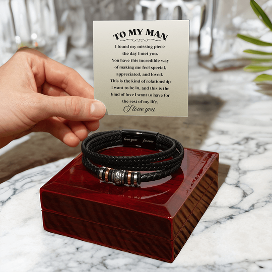 To My Man - I Love You Forever - Braided Bracelet Gift Set - SSTM8 Jewelry ShineOn Fulfillment