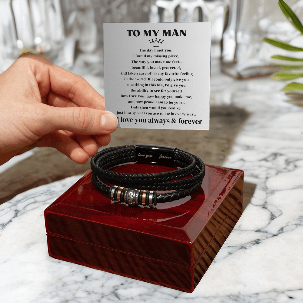 To My Man - I Love You Forever - Braided Bracelet Gift Set - SSTMM72 Jewelry ShineOn Fulfillment