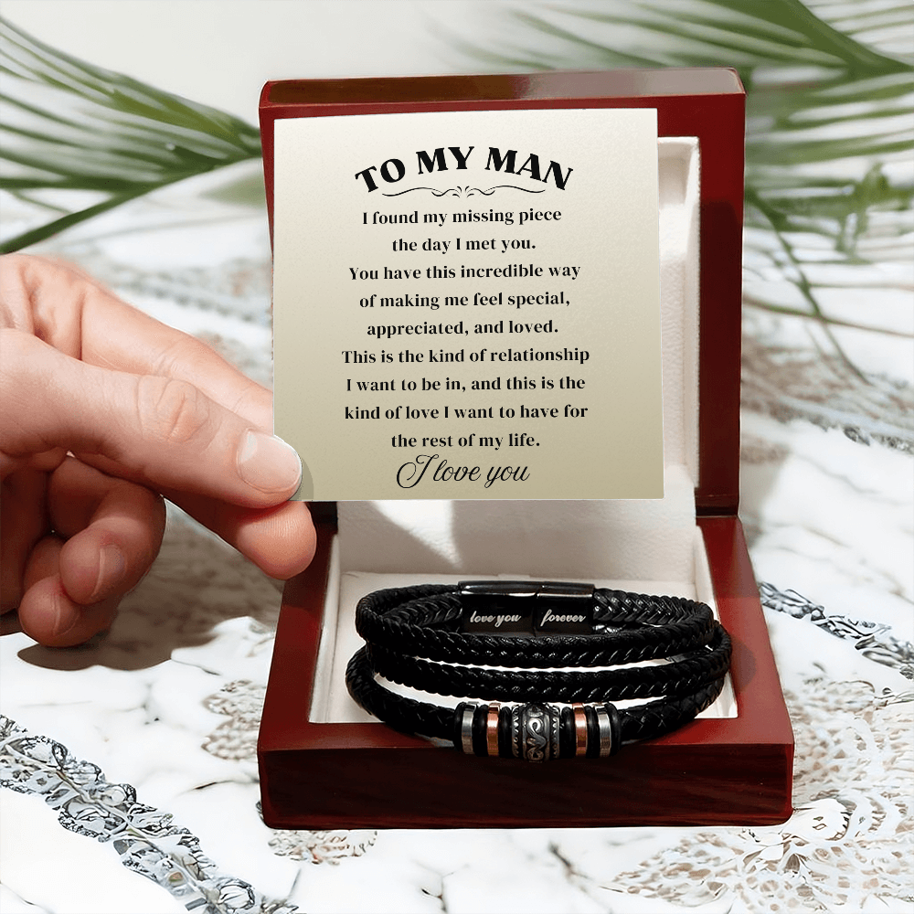 To My Man - I Love You Forever - Braided Bracelet Gift Set - SSTM8 Jewelry ShineOn Fulfillment