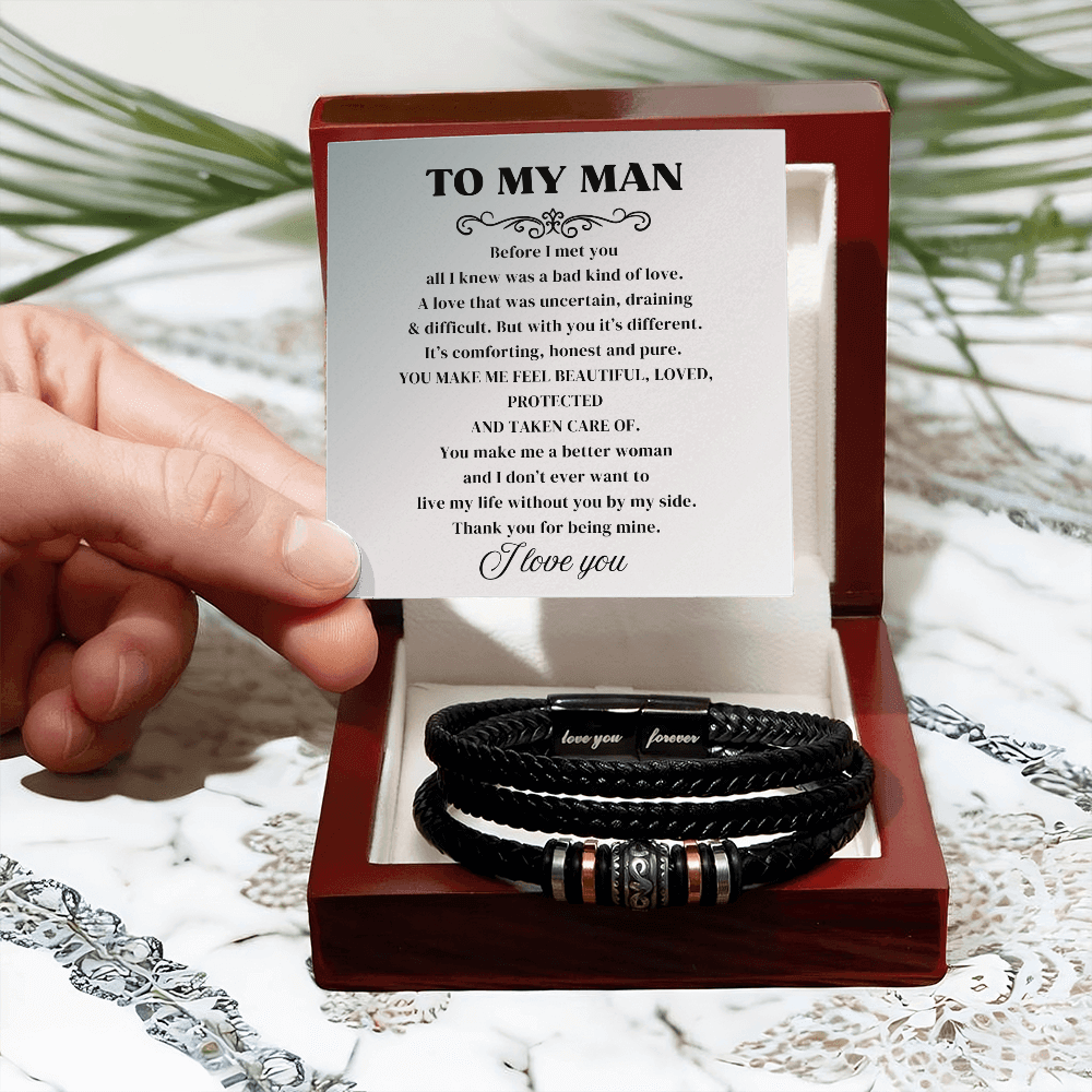 To My Man - I Love You Forever - Braided Bracelet Gift Set For Him - SSTMM9 Jewelry ShineOn Fulfillment