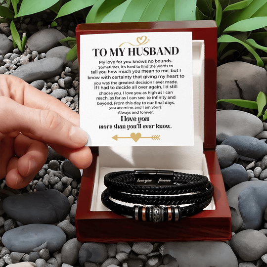 To My Husband | Love You Forever | Braided Bracelet Gift Set - SS580 Jewelry ShineOn Fulfillment