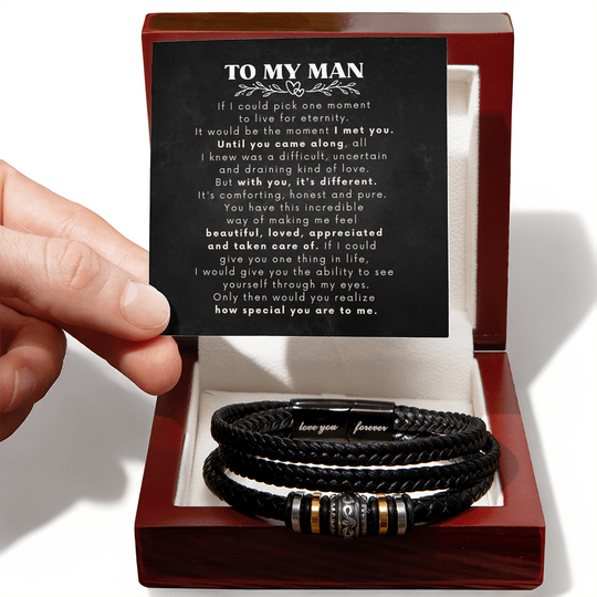 To My Man - I Love You Forever - Braided Bracelet Gift Set - SSTMM5B Jewelry ShineOn Fulfillment Luxury Box w/LED