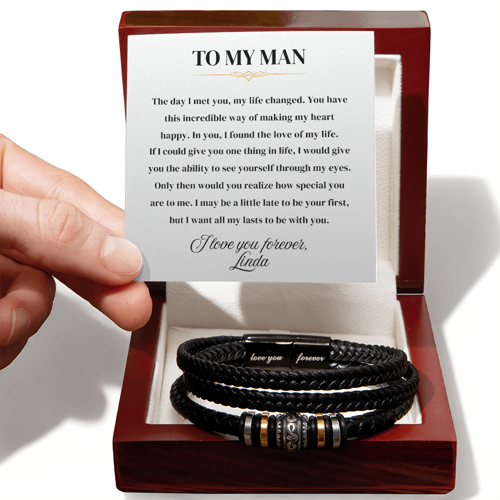 To My Man | Love You Forever | Braided Bracelet Gift Set - SSTMB1 Jewelry ShineOn Fulfillment Luxury Box w/LED
