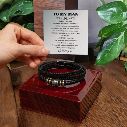 To My Man - I Love You Forever - Braided Bracelet Gift Set For Him - SSTMM9