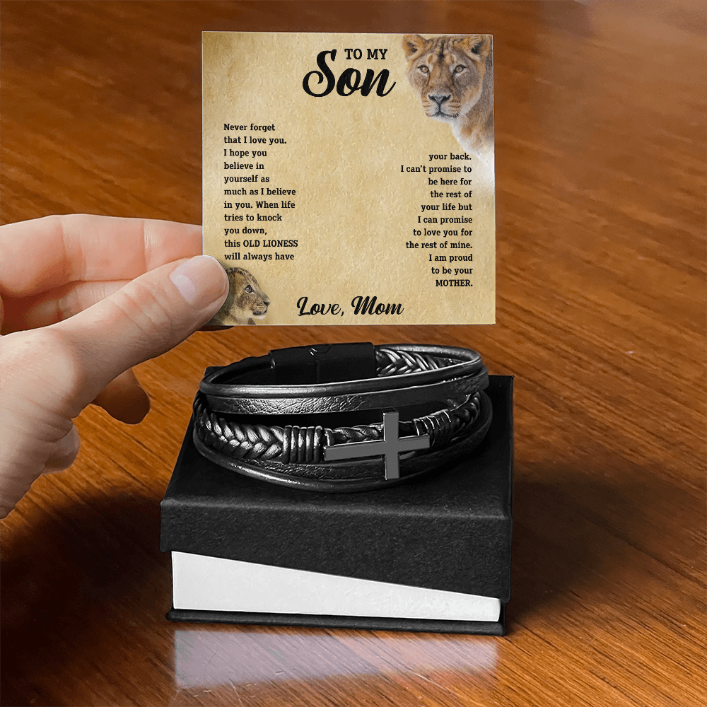 To My Son - Cross Bracelet - From Mom - SSTS11