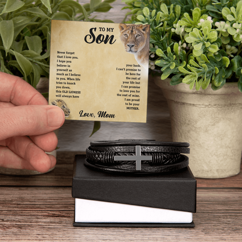 To My Son - Cross Bracelet - From Mom - SSTS11