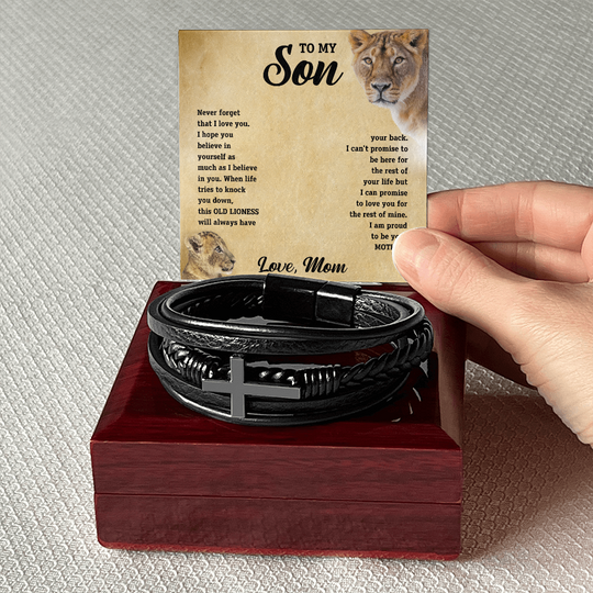 To My Son - Cross Bracelet - From Mom - SSTS11