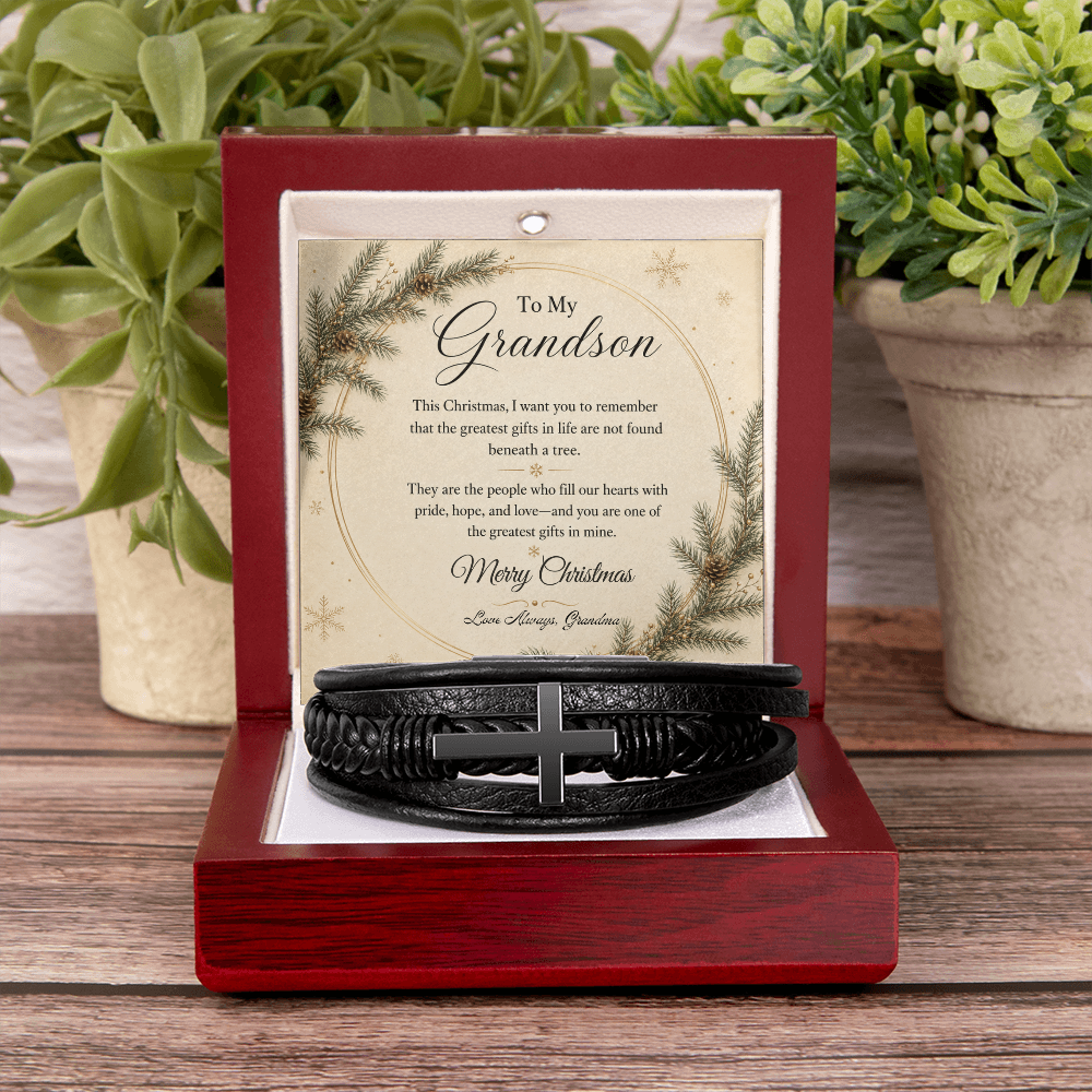 To My Grandson – Christmas Cross Bracelet