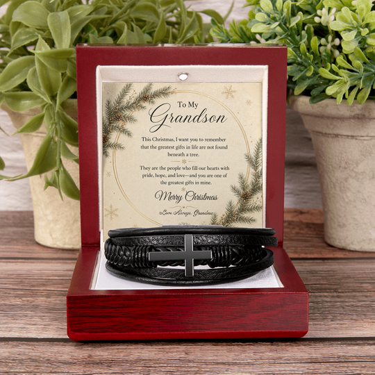 To My Grandson – Christmas Cross Bracelet