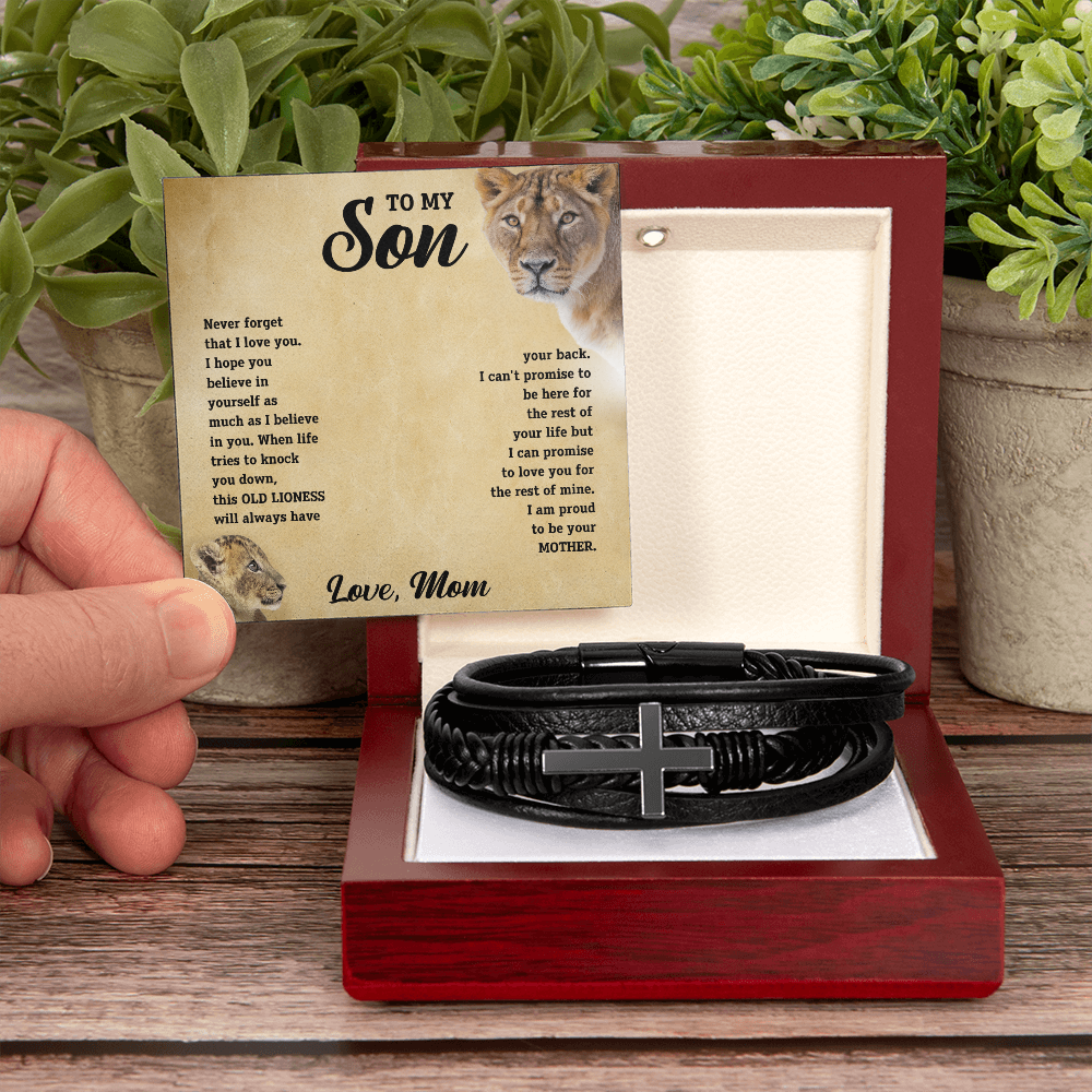 To My Son - Cross Bracelet - From Mom - SSTS11