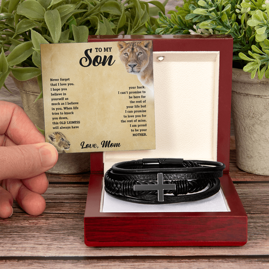 To My Son - Cross Bracelet - From Mom - SSTS11