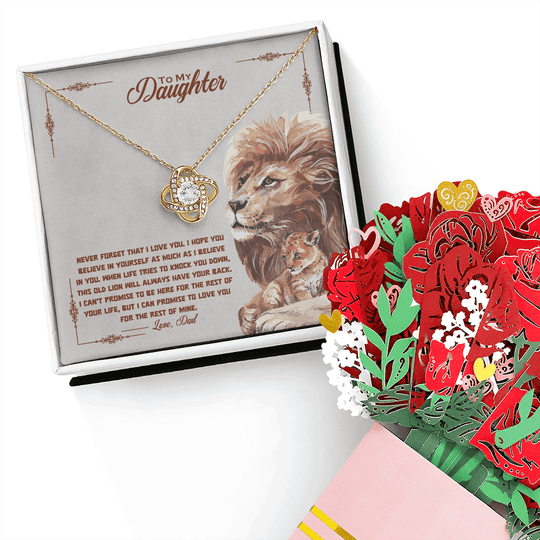 To My Daughter - Believe Deep - Beautiful Gift Set With Sweetest Devotion Flower Bouquet - SSD34 Jewelry ShineOn Fulfillment 18K Yellow Gold Finish Standard Box