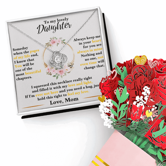 To My Daughter - Love Mom - Beautiful Gift Set With Sweetest Devotion Flower Bouquet - SSD50 Jewelry ShineOn Fulfillment White Gold Finish Standard Box