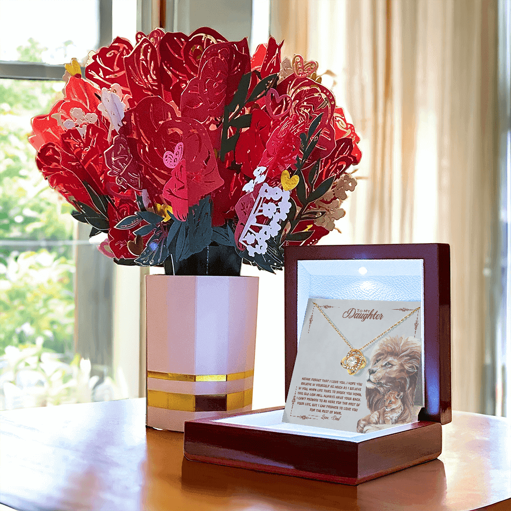 To My Daughter - Believe Deep - Beautiful Gift Set With Sweetest Devotion Flower Bouquet - SSD34 Jewelry ShineOn Fulfillment 18K Yellow Gold Finish Luxury Box